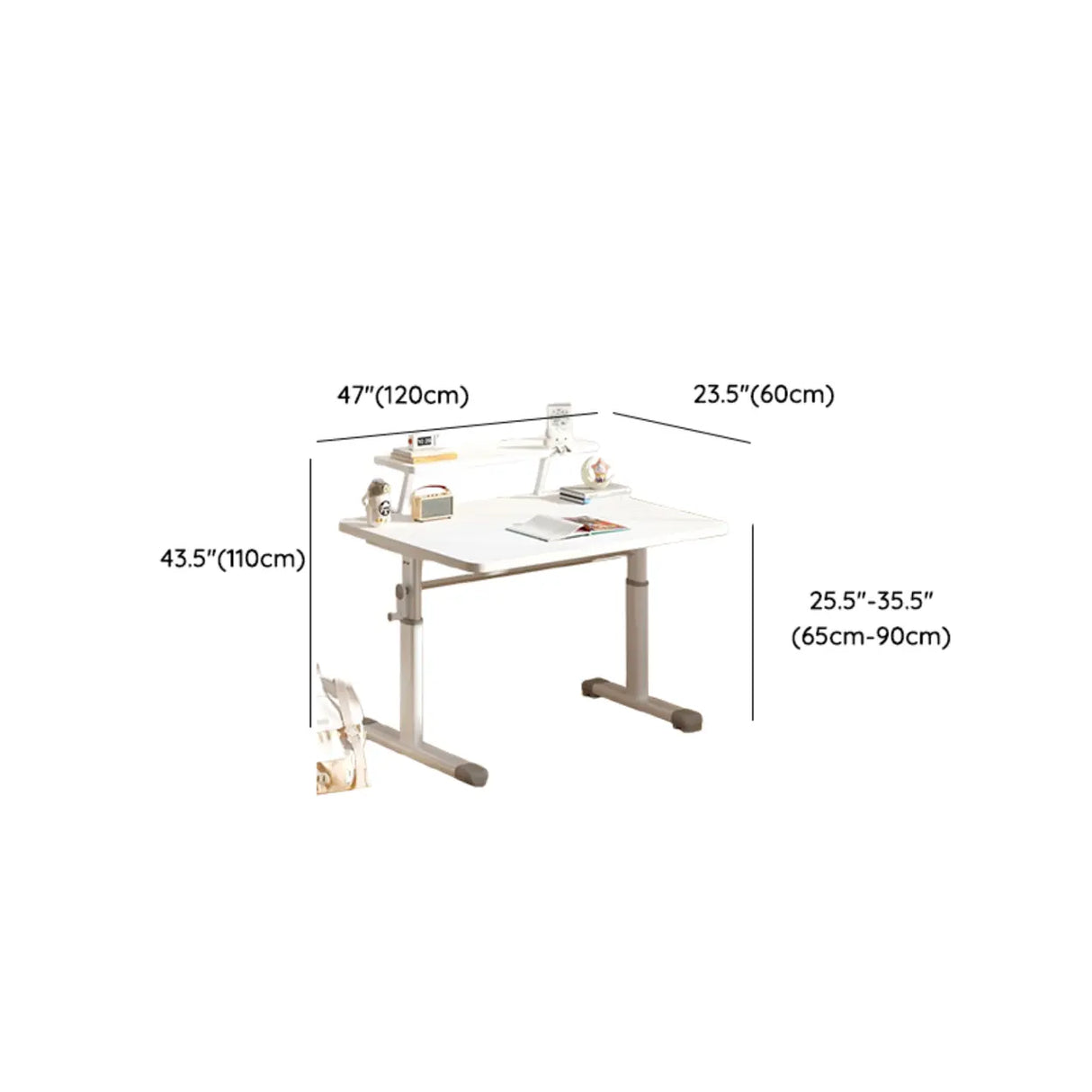 Adjustable Scratch Resistant White Wood Kids Desk Image - 17