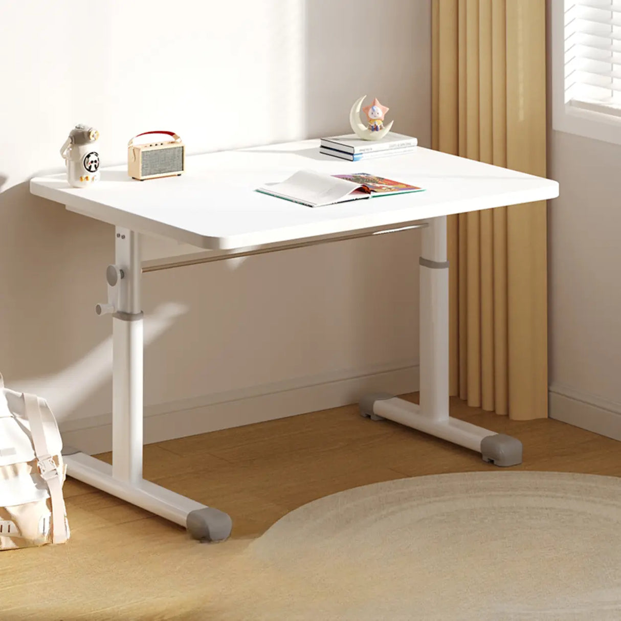 Adjustable Scratch Resistant White Wood Kids Desk Image - 2
