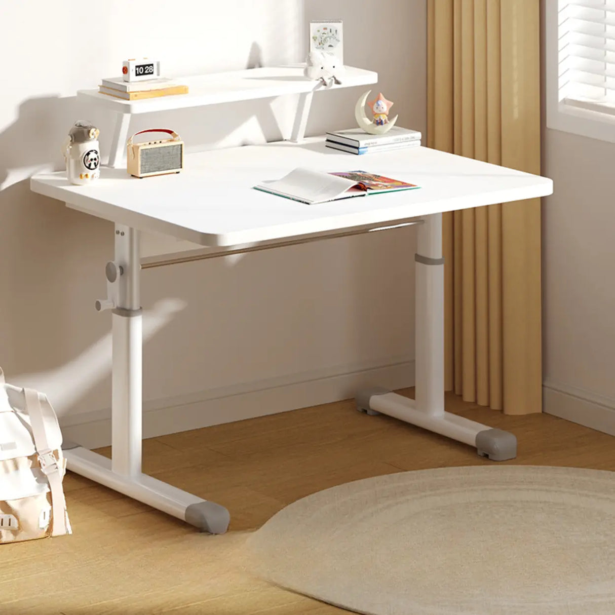 Adjustable Scratch Resistant White Wood Kids Desk Image - 4