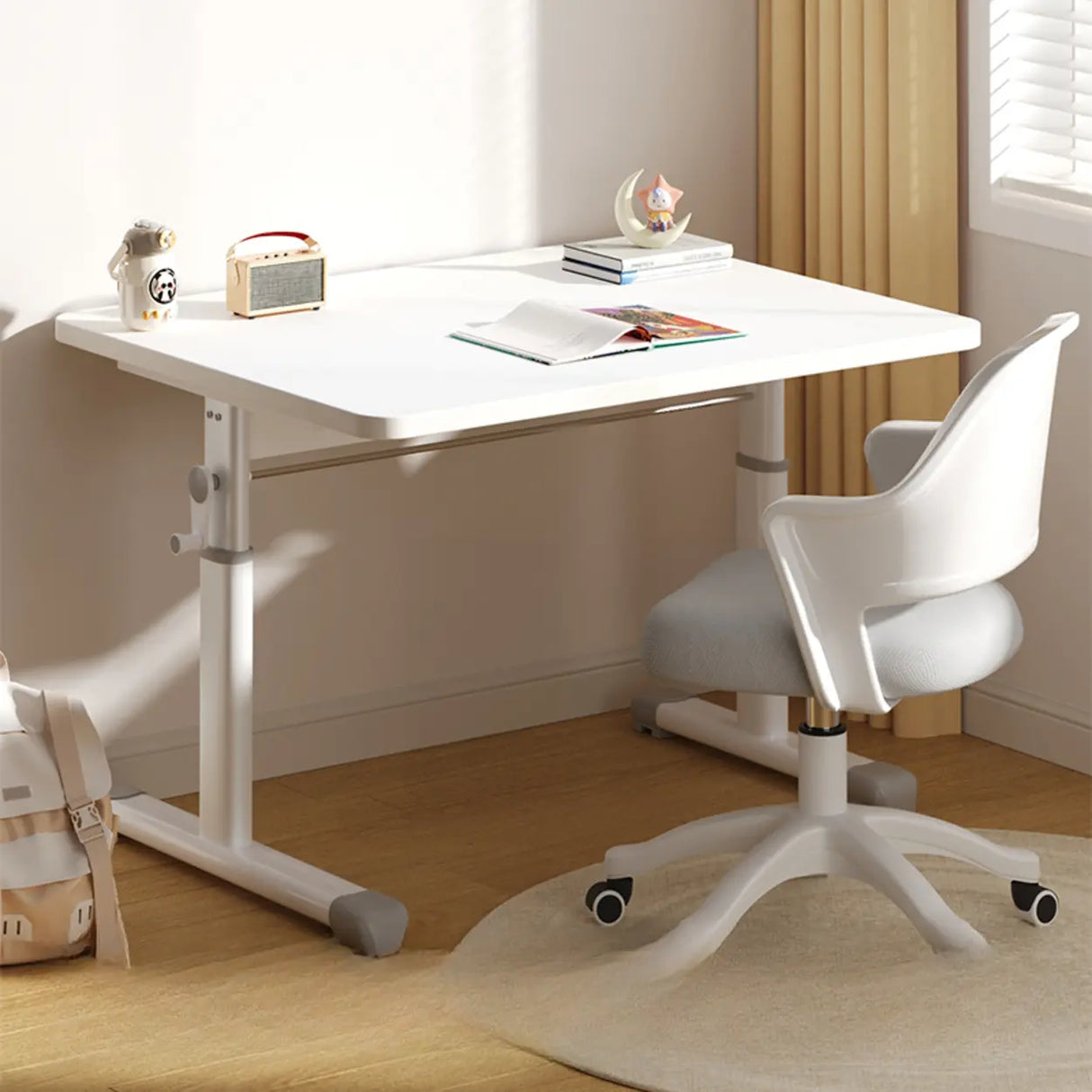 Adjustable Scratch Resistant White Wood Kids Desk Image - 5