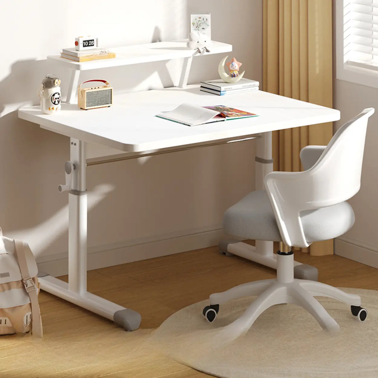 Adjustable Scratch Resistant White Wood Kids Desk Image - 7