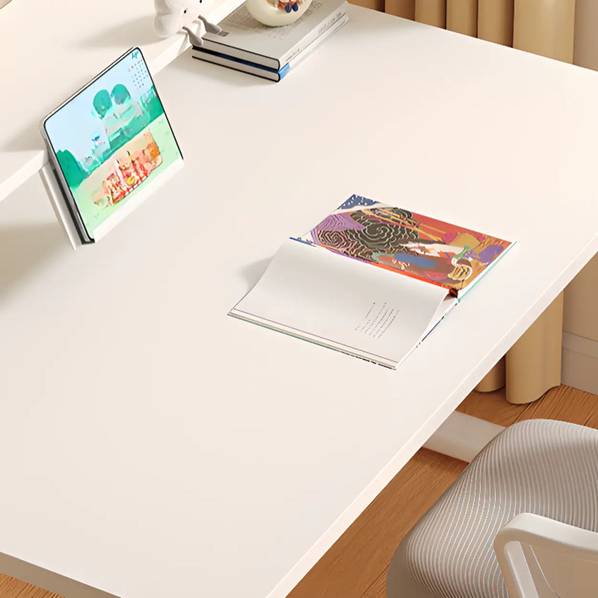 Adjustable Scratch Resistant White Wood Kids Desk Image - 9