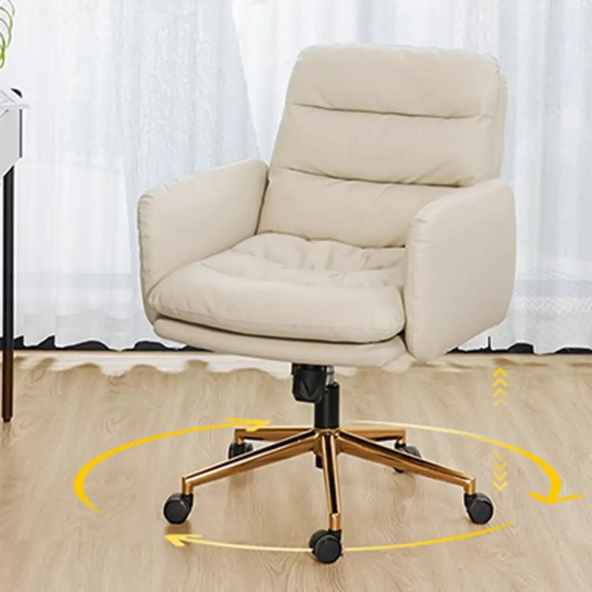 Adjustable Seat Height Ergonomic Office Chair with Casters Image - 4