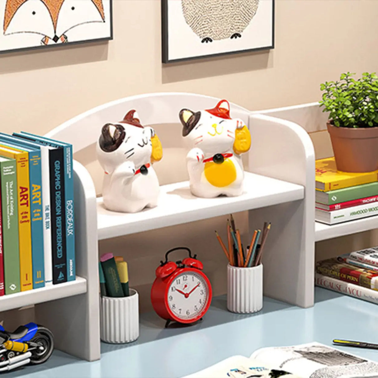 Adjustable Shelves Drawers Wood H-Shape Writing Desk Image - 12