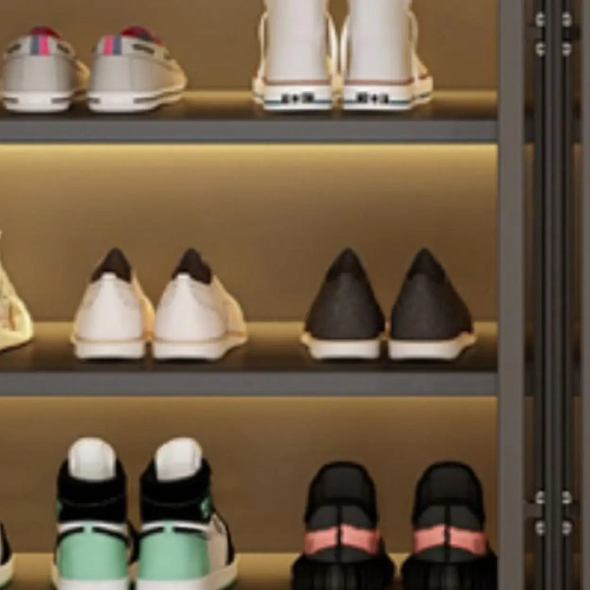 Adjustable Shelves Glass Entryway White LED Shoe Cabinet Image - 15