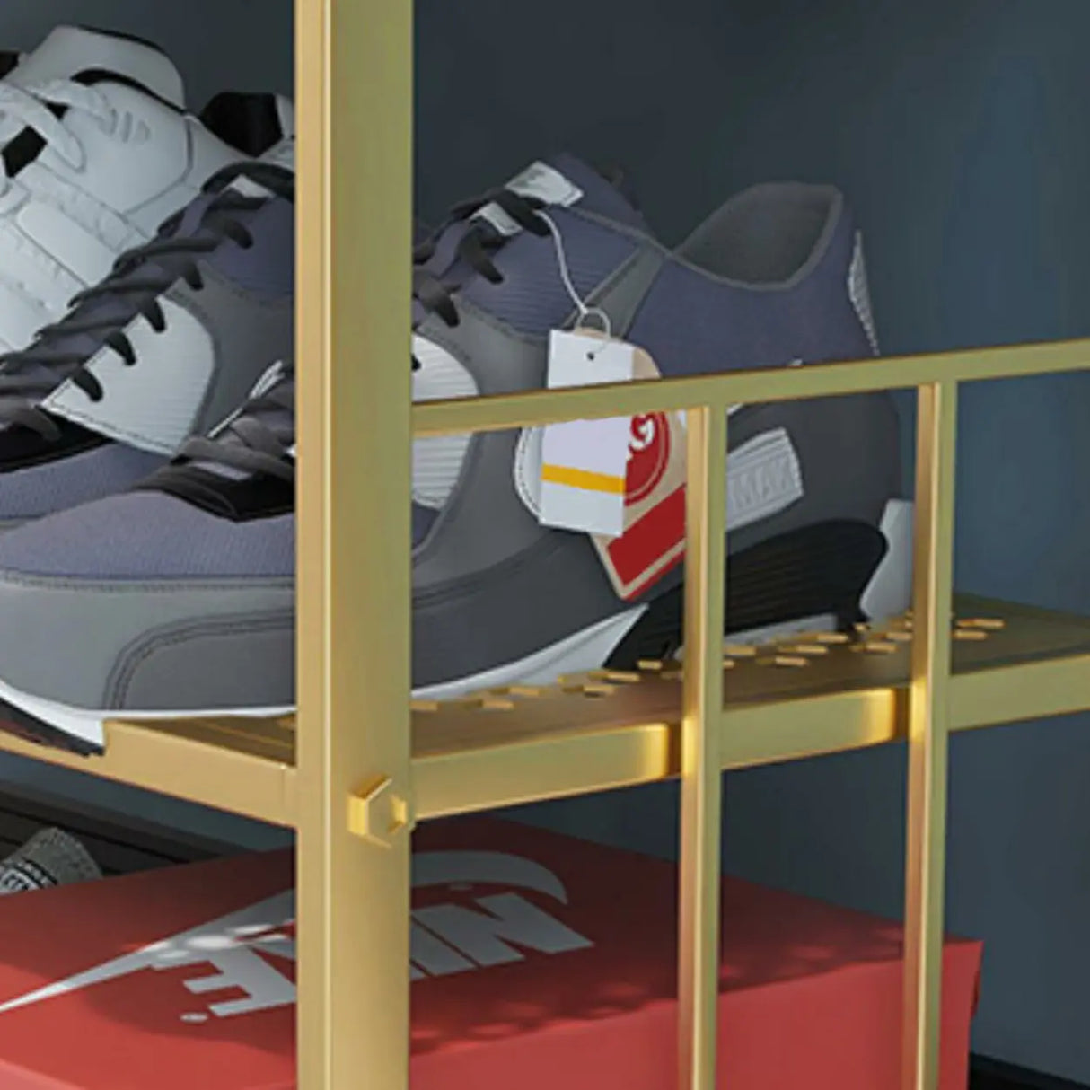 Adjustable Shelves Metal Hallway Gold Multi-tier Shoe Rack Image - 14