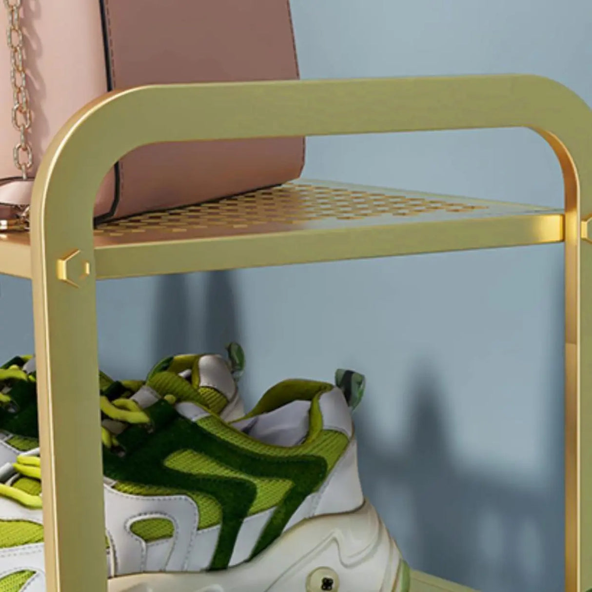 Adjustable Shelves Metal Hallway Gold Multi-tier Shoe Rack Image - 16