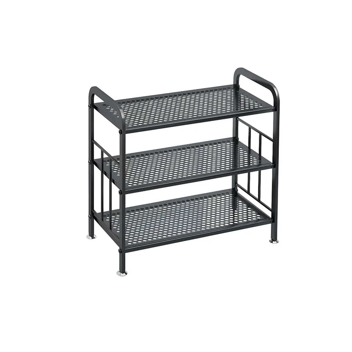 Adjustable Shelves Metal Hallway Gold Multi-tier Shoe Rack Image - 2