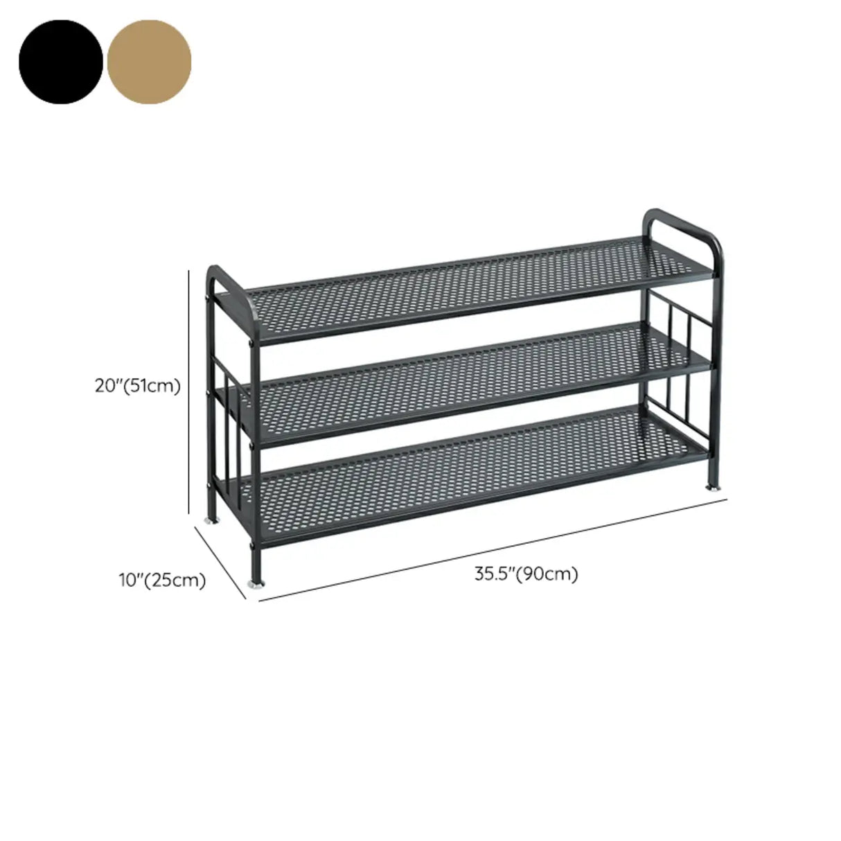 Adjustable Shelves Metal Hallway Gold Multi-tier Shoe Rack Image - 36