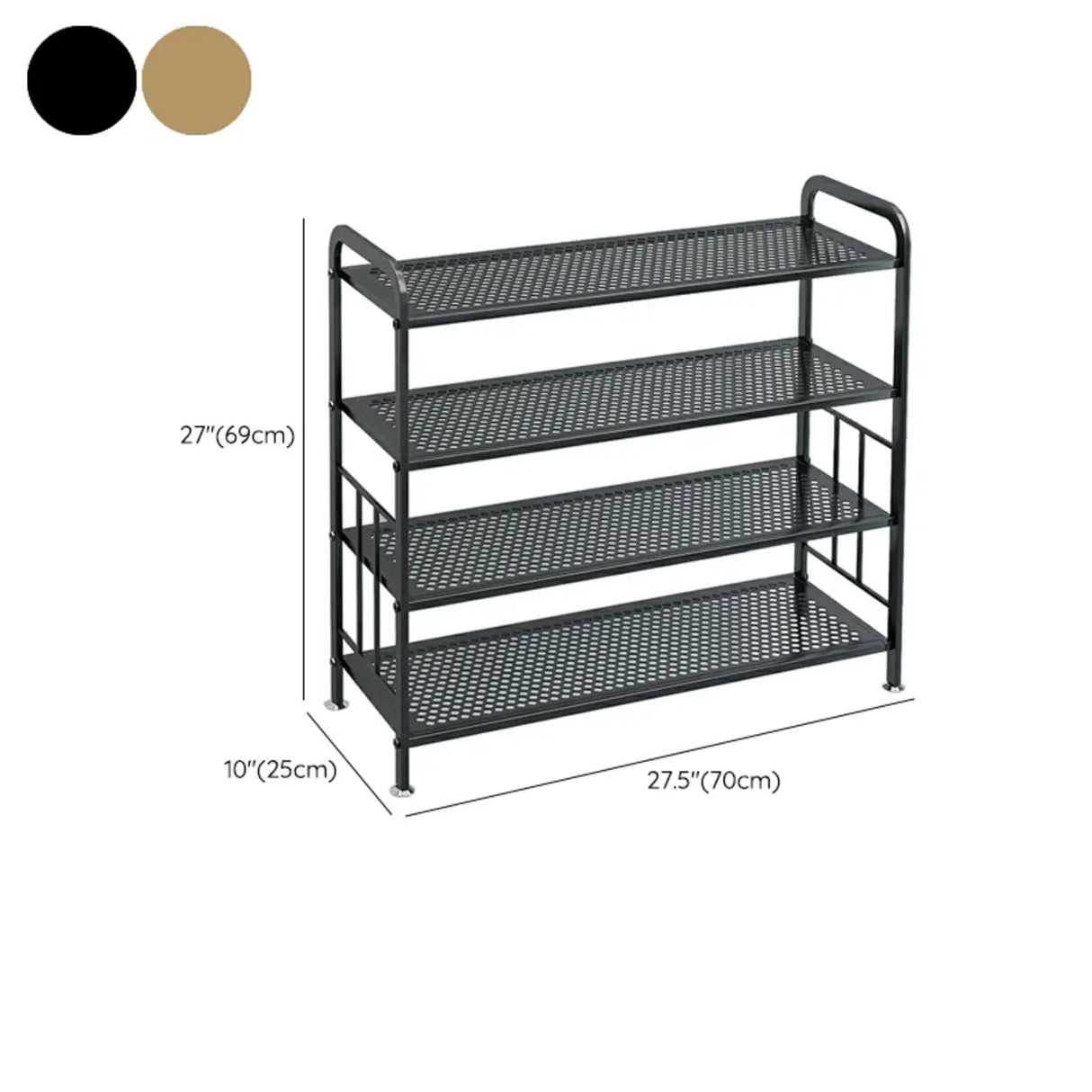 Adjustable Shelves Metal Hallway Gold Multi-tier Shoe Rack Image - 38