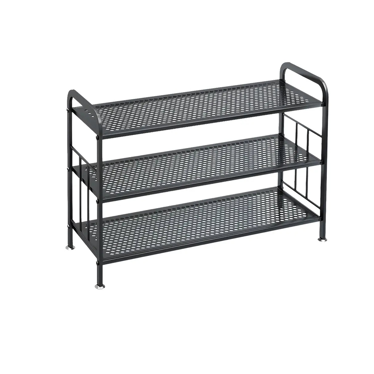 Adjustable Shelves Metal Hallway Gold Multi-tier Shoe Rack Image - 3