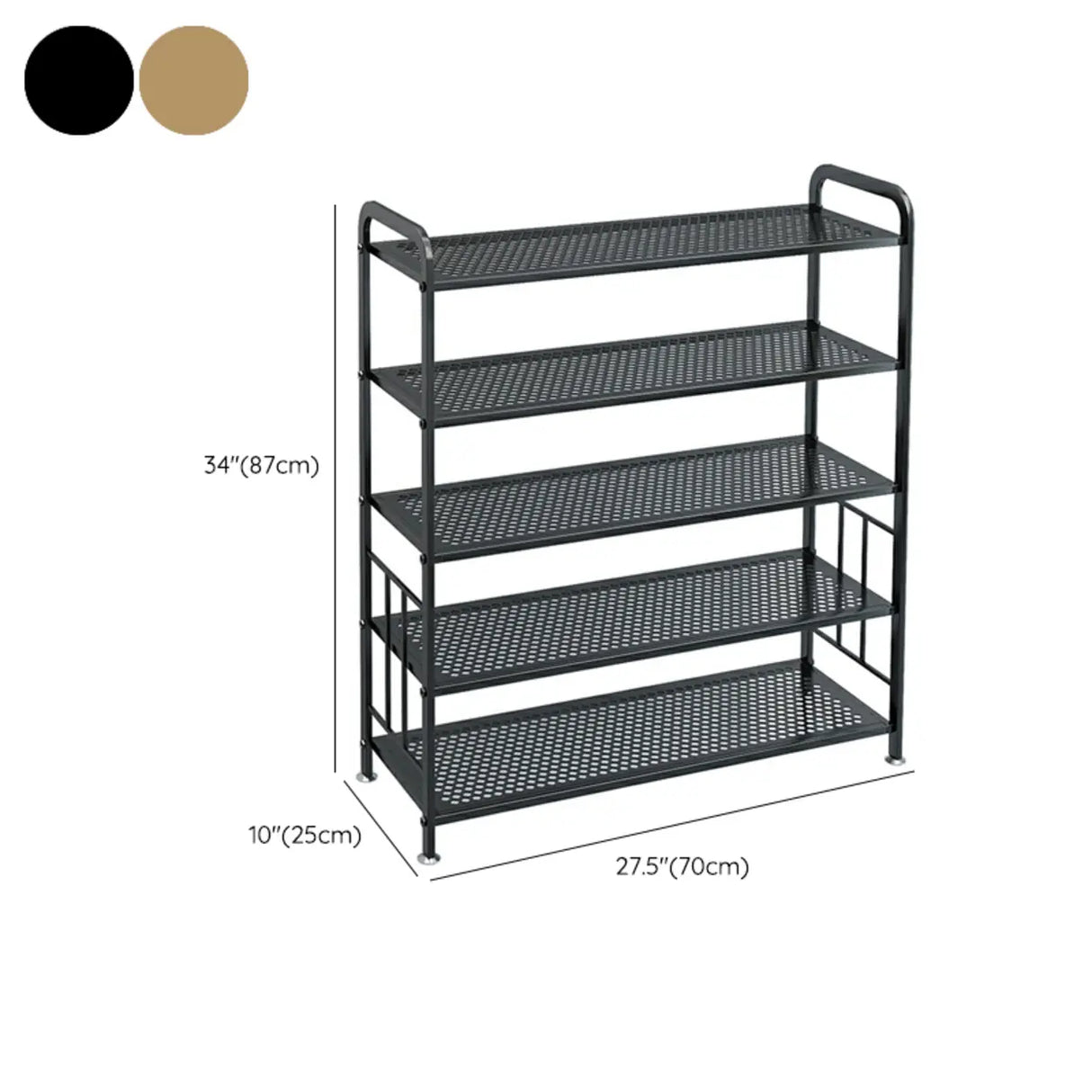 Adjustable Shelves Metal Hallway Gold Multi-tier Shoe Rack Image - 41