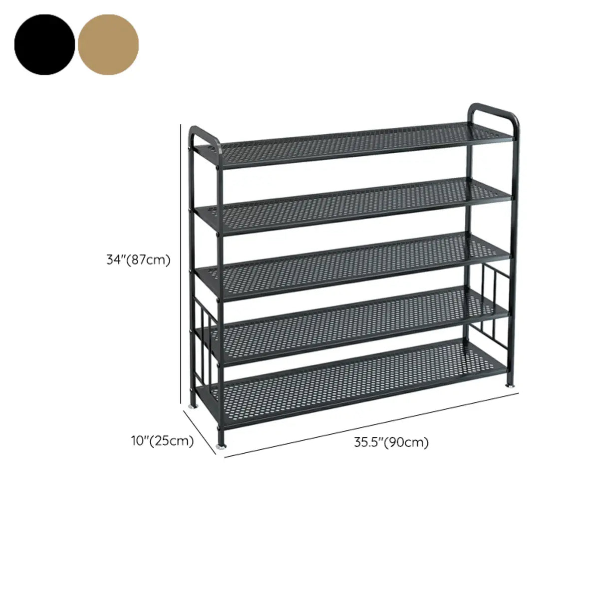 Adjustable Shelves Metal Hallway Gold Multi-tier Shoe Rack Image - 42