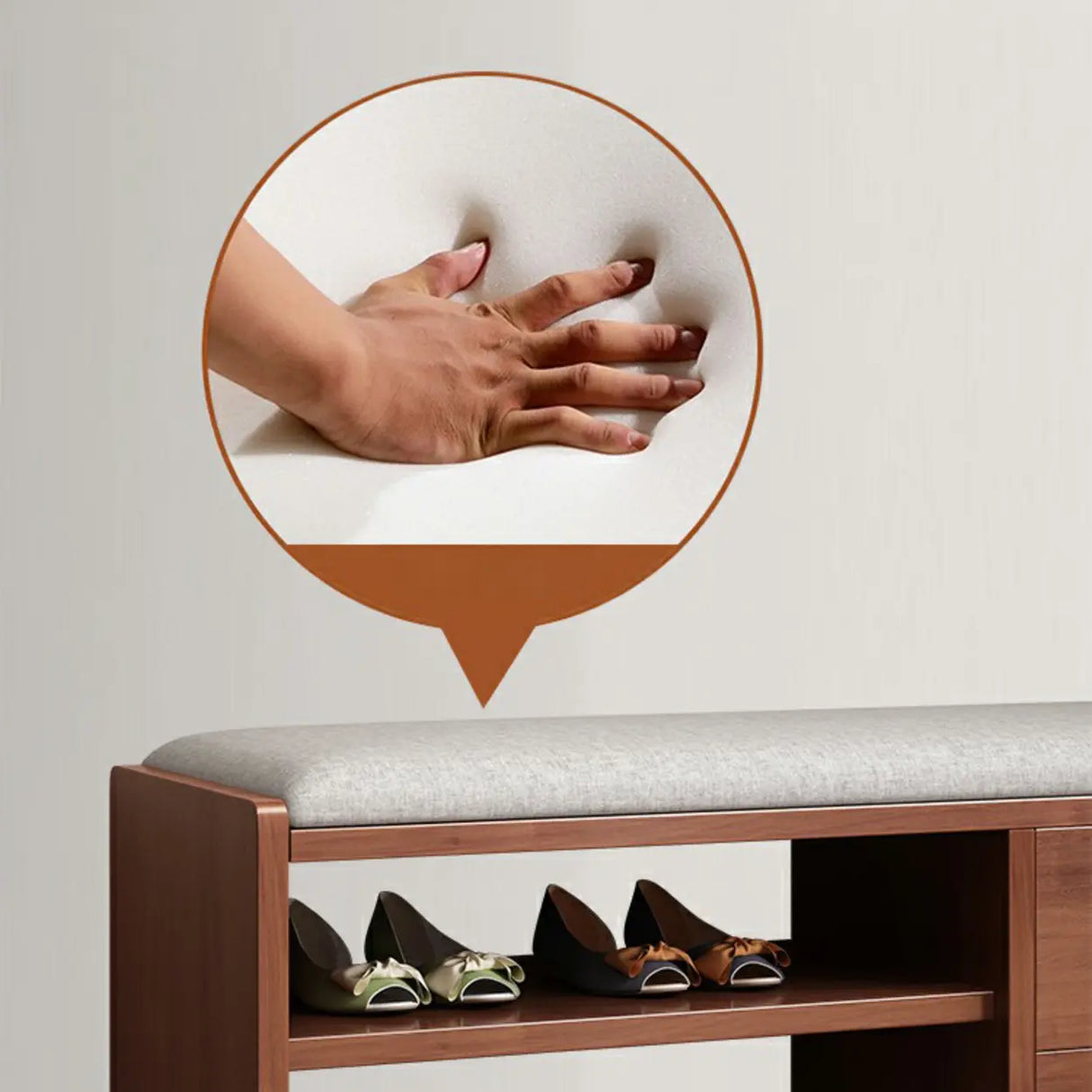 Adjustable Shelves Wood Entryway Brown Shoe Storage Bench Image - 10