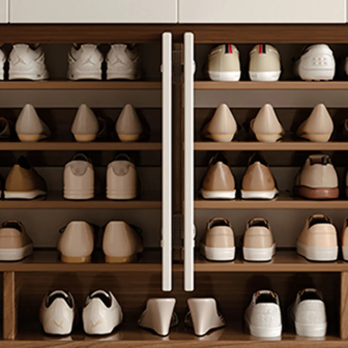 Adjustable Shelves Wood Entryway White Shoe Storage Cabinet Image - 20