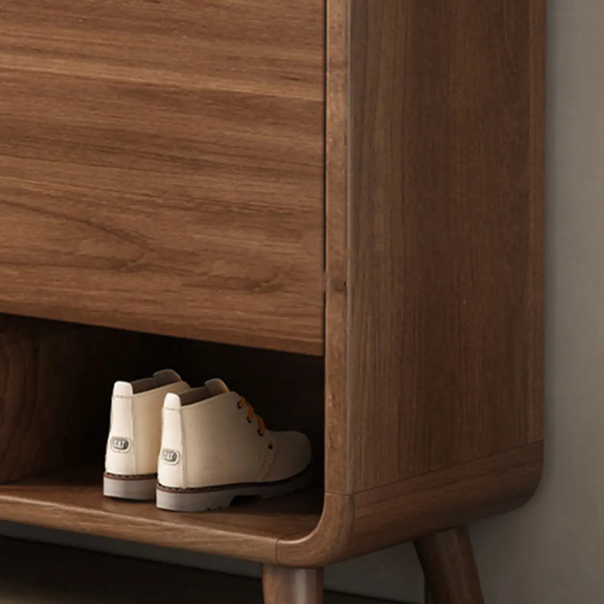 Adjustable Shelves Wood Entryway White Shoe Storage Cabinet Image - 21