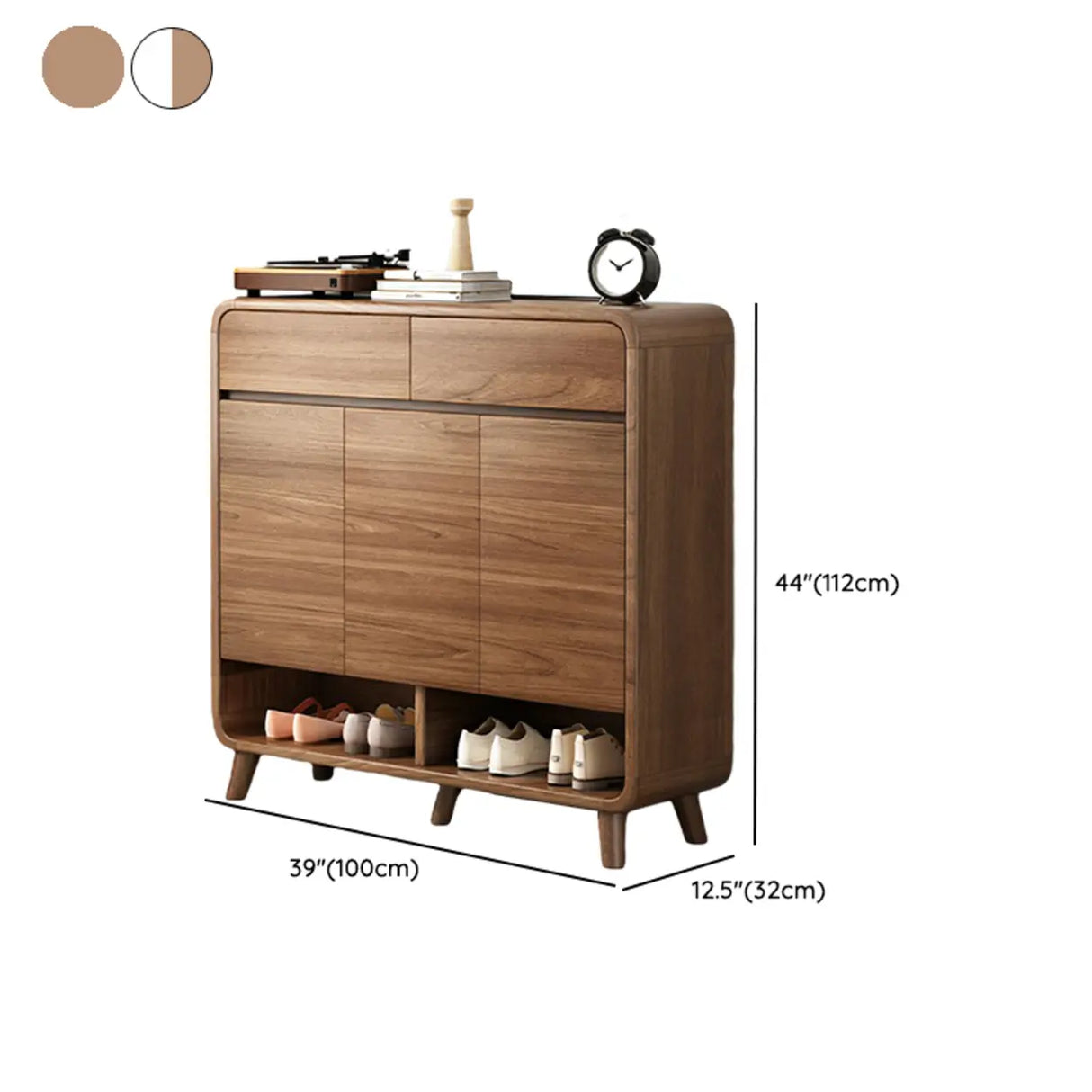 Adjustable Shelves Wood Entryway White Shoe Storage Cabinet Image - 25