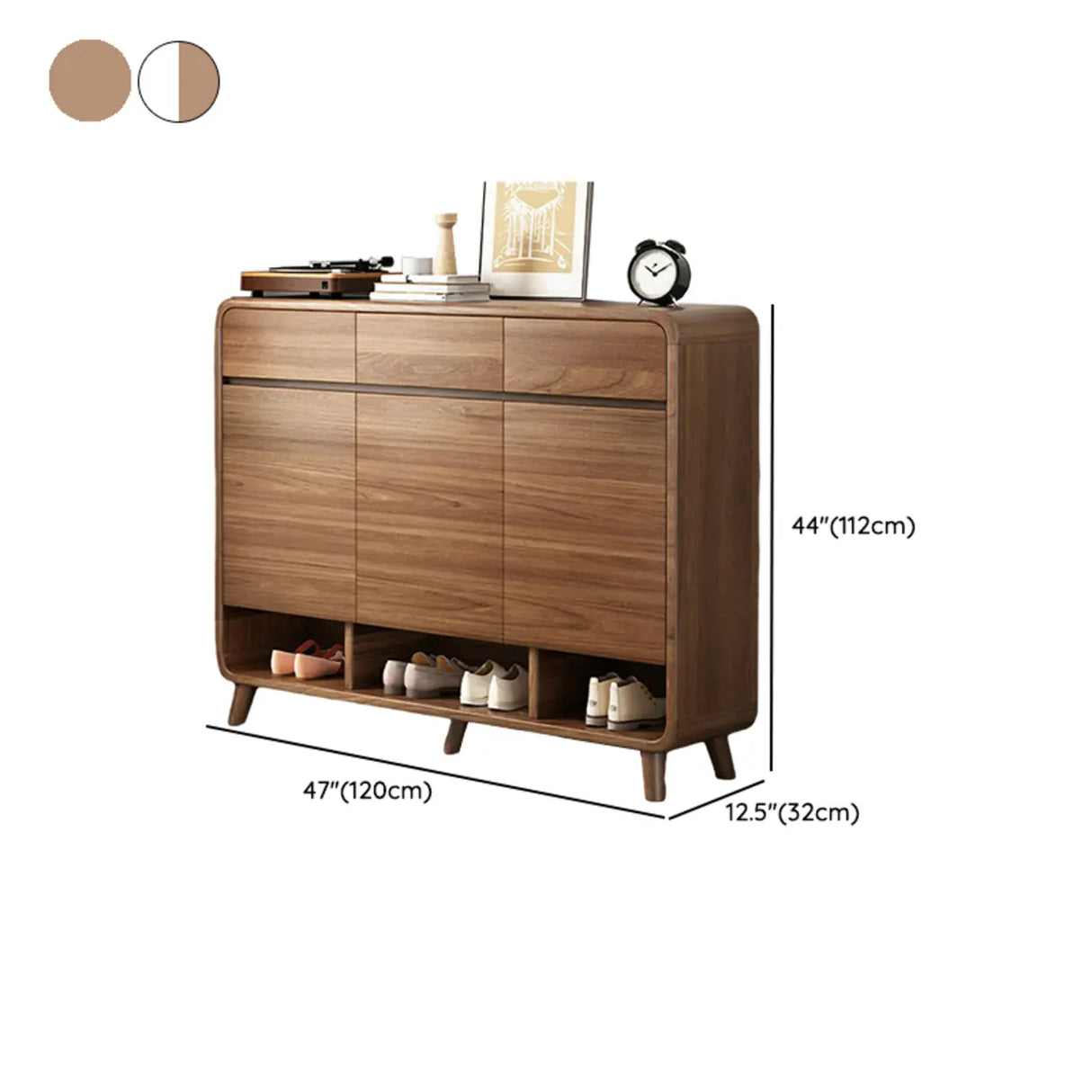 Adjustable Shelves Wood Entryway White Shoe Storage Cabinet Image - 26