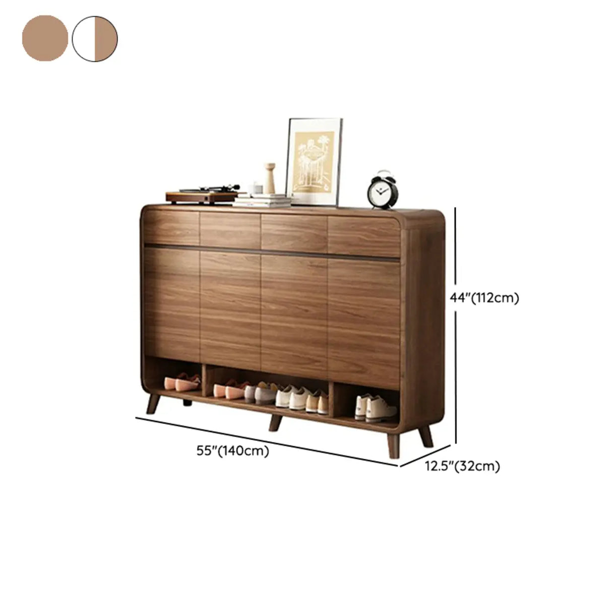 Adjustable Shelves Wood Entryway White Shoe Storage Cabinet Image - 27