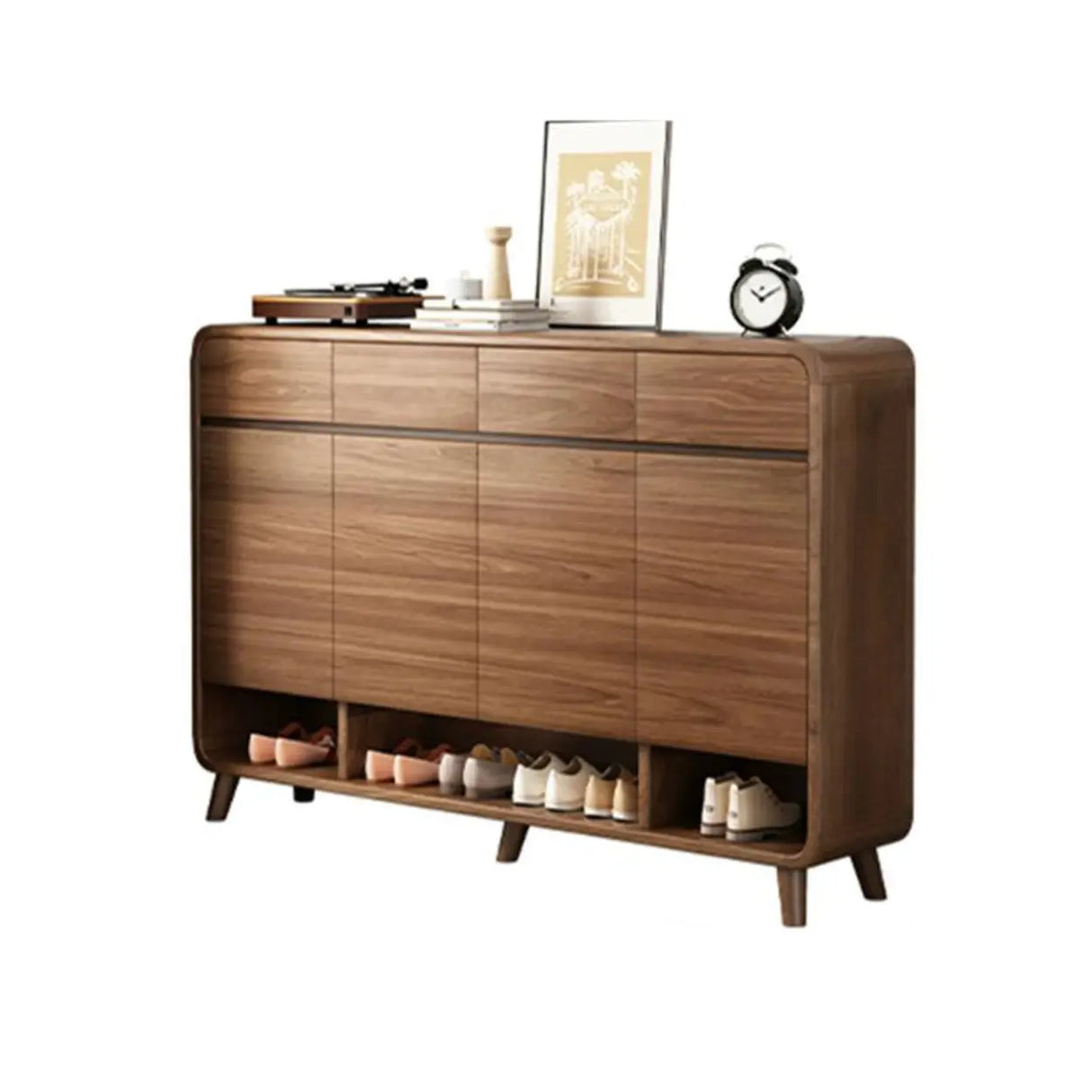 Adjustable Shelves Wood Entryway White Shoe Storage Cabinet Image - 9