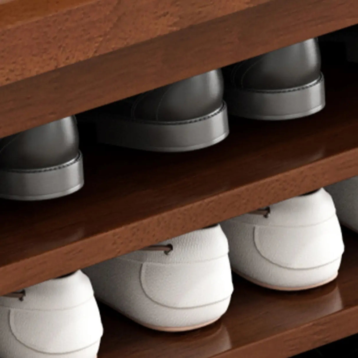 Adjustable Shelves Wood Hallway Natural Large Shoe Rack Image - 12