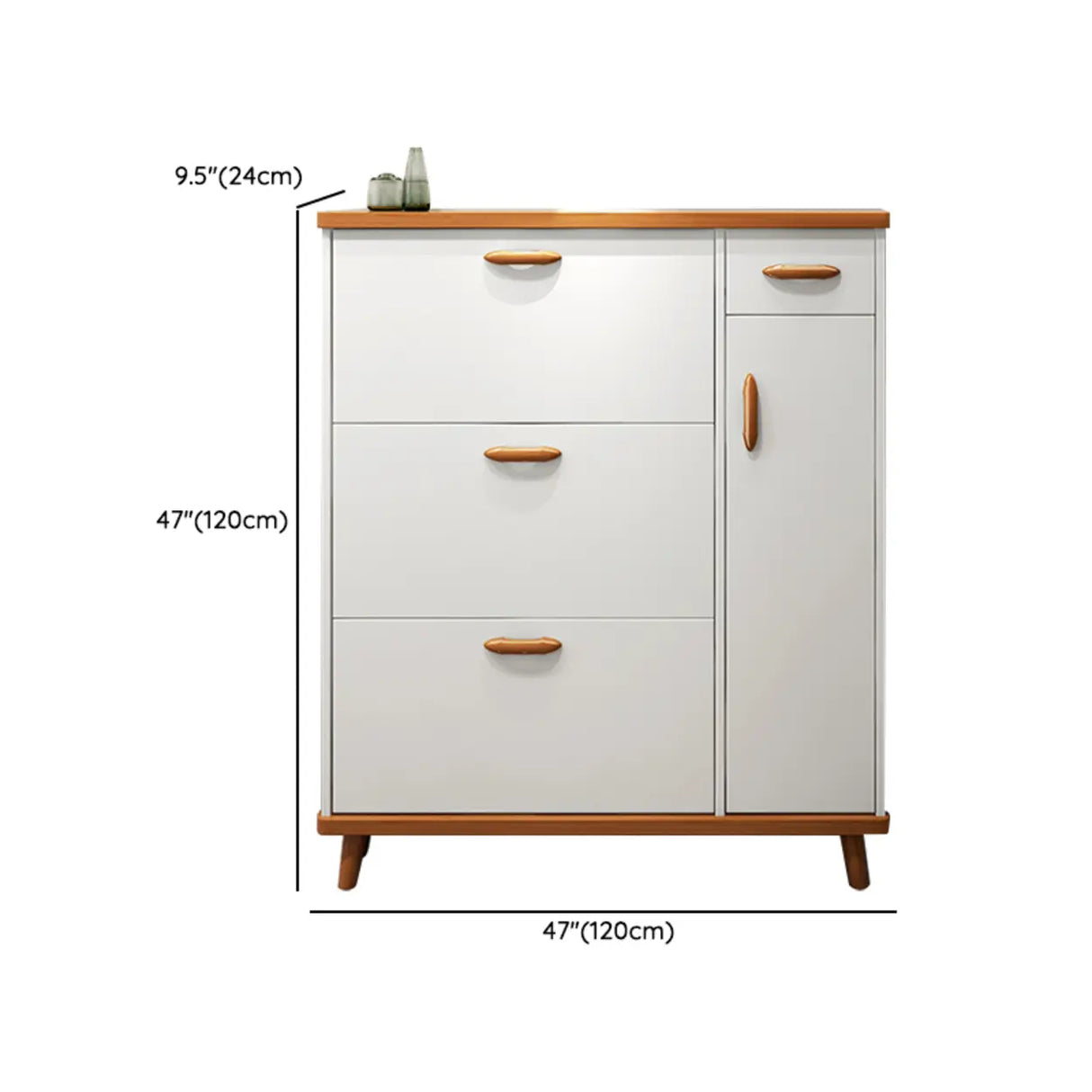 Adjustable Shelves Wood White Drop Front Shoe Storage Image - 23