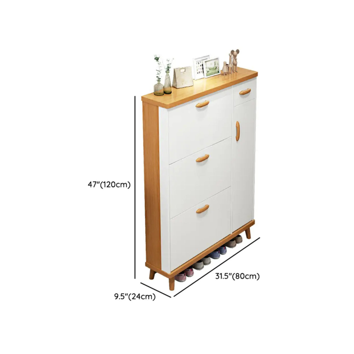 Adjustable Shelves Wood White Drop Front Shoe Storage Image - 24