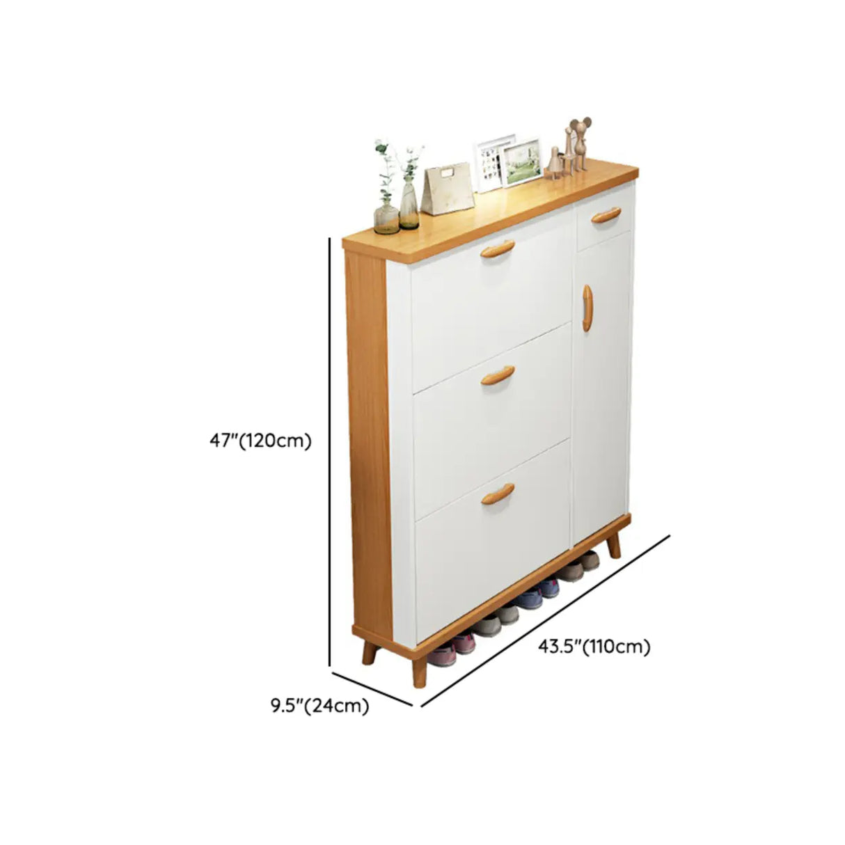 Adjustable Shelves Wood White Drop Front Shoe Storage Image - 25