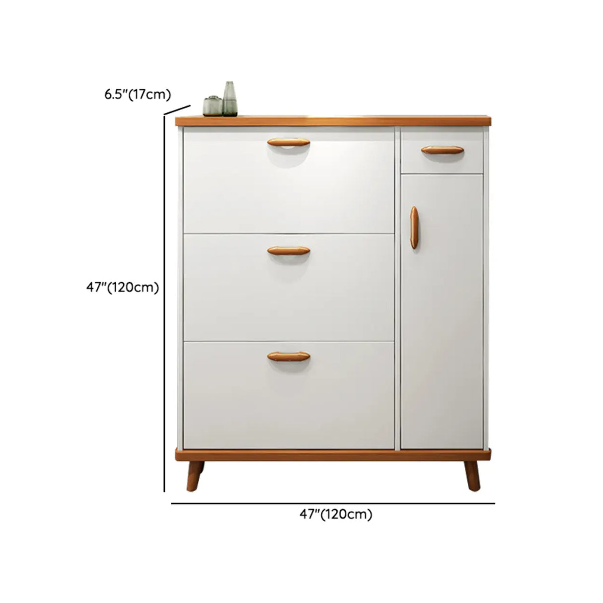 Adjustable Shelves Wood White Drop Front Shoe Storage Image - 31