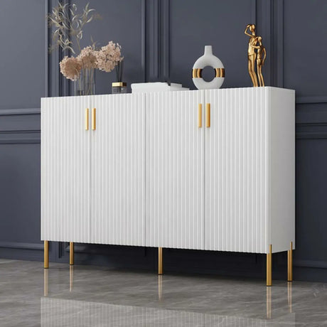 Adjustable Shelves Wood White Large Closed Back Shoe Cabinet Image - 1