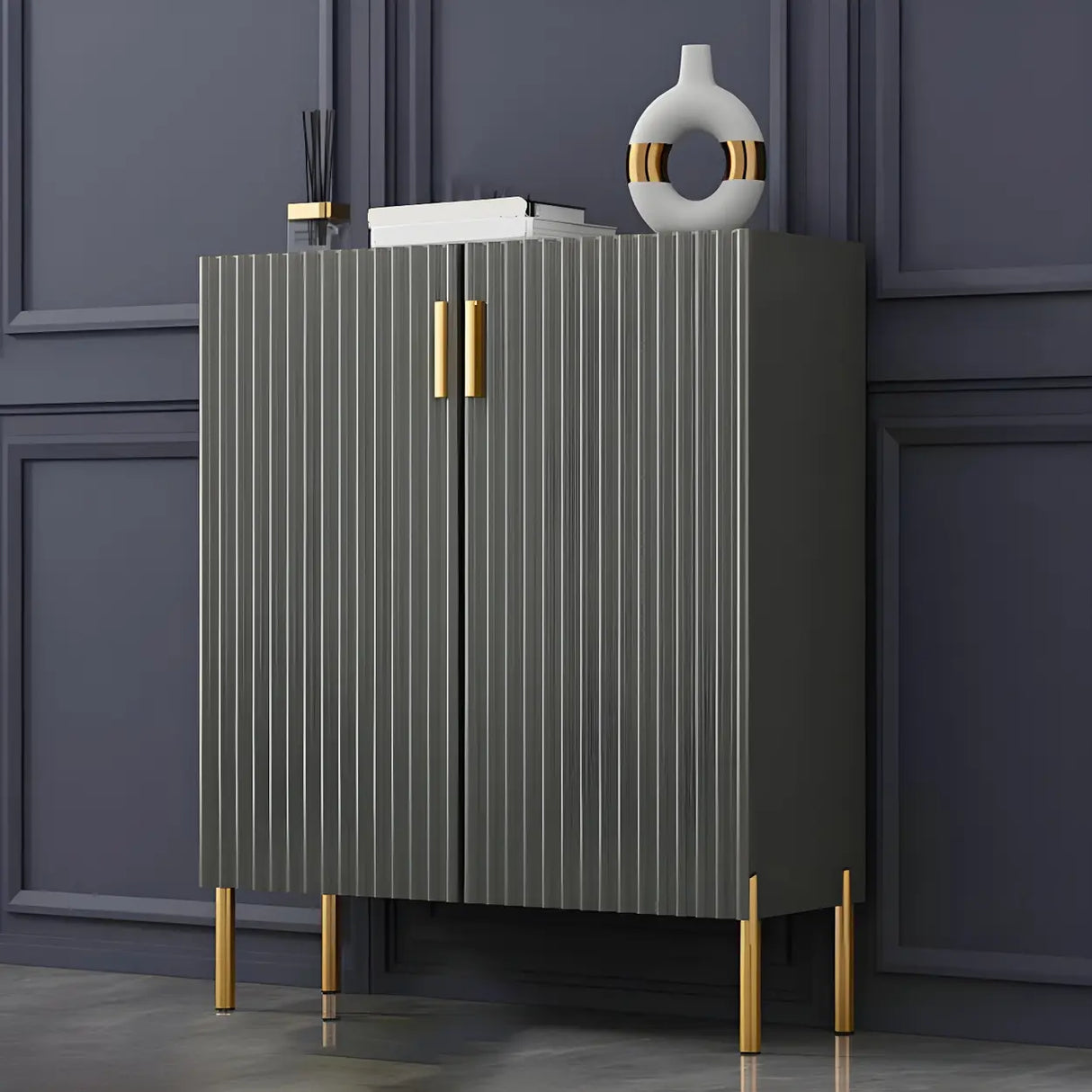 Adjustable Shelves Wood White Large Closed Back Shoe Cabinet Image - 23