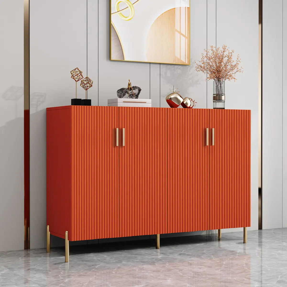 Adjustable Shelving Wood Orange Cabinets Large Buffet Image - 1