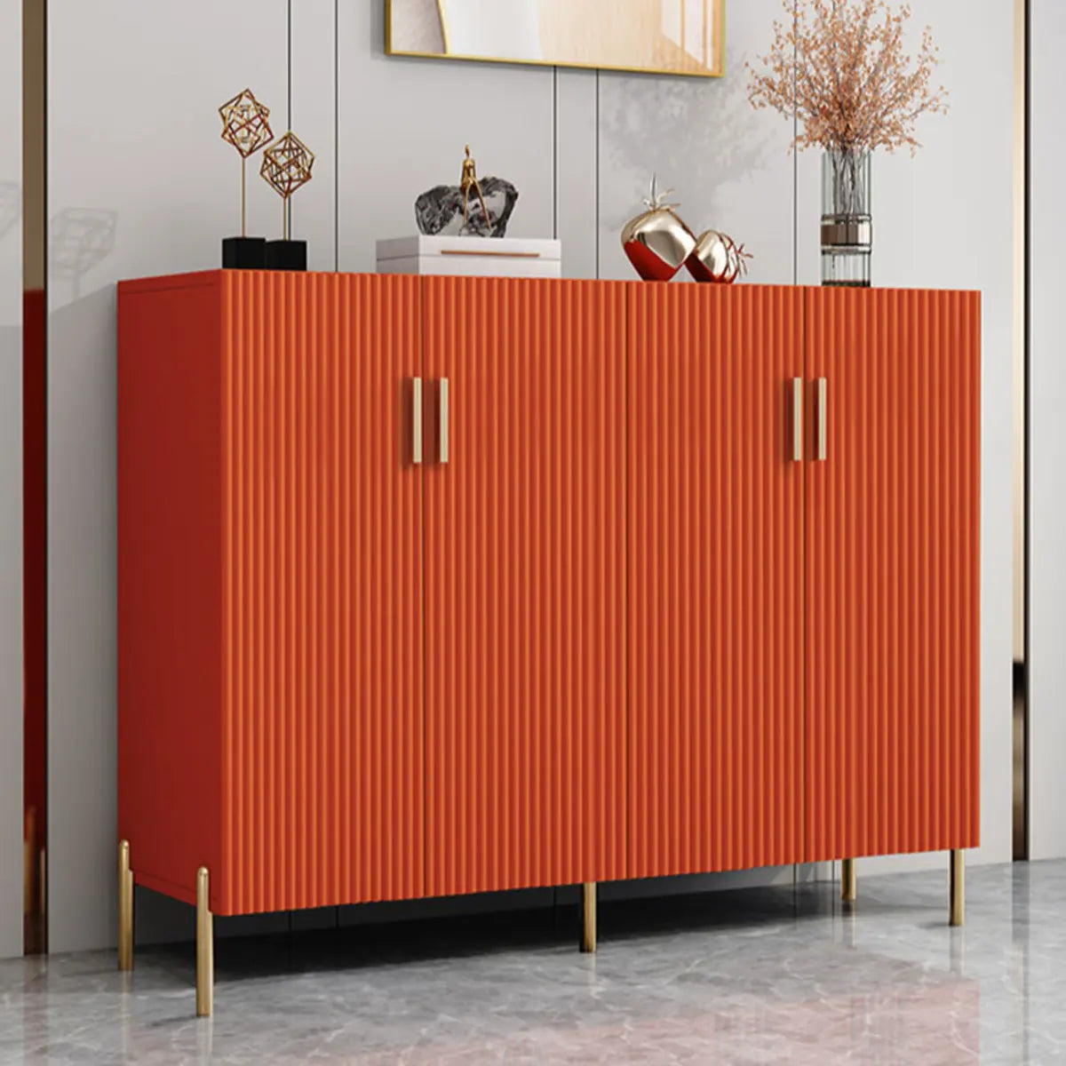 Adjustable Shelving Wood Orange Cabinets Large Buffet Image - 2