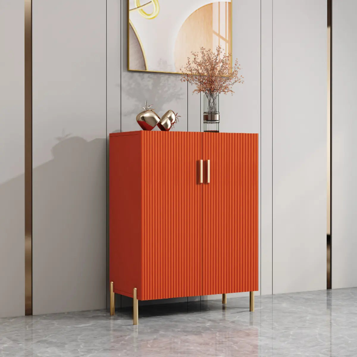 Adjustable Shelving Wood Orange Cabinets Large Buffet Image - 3