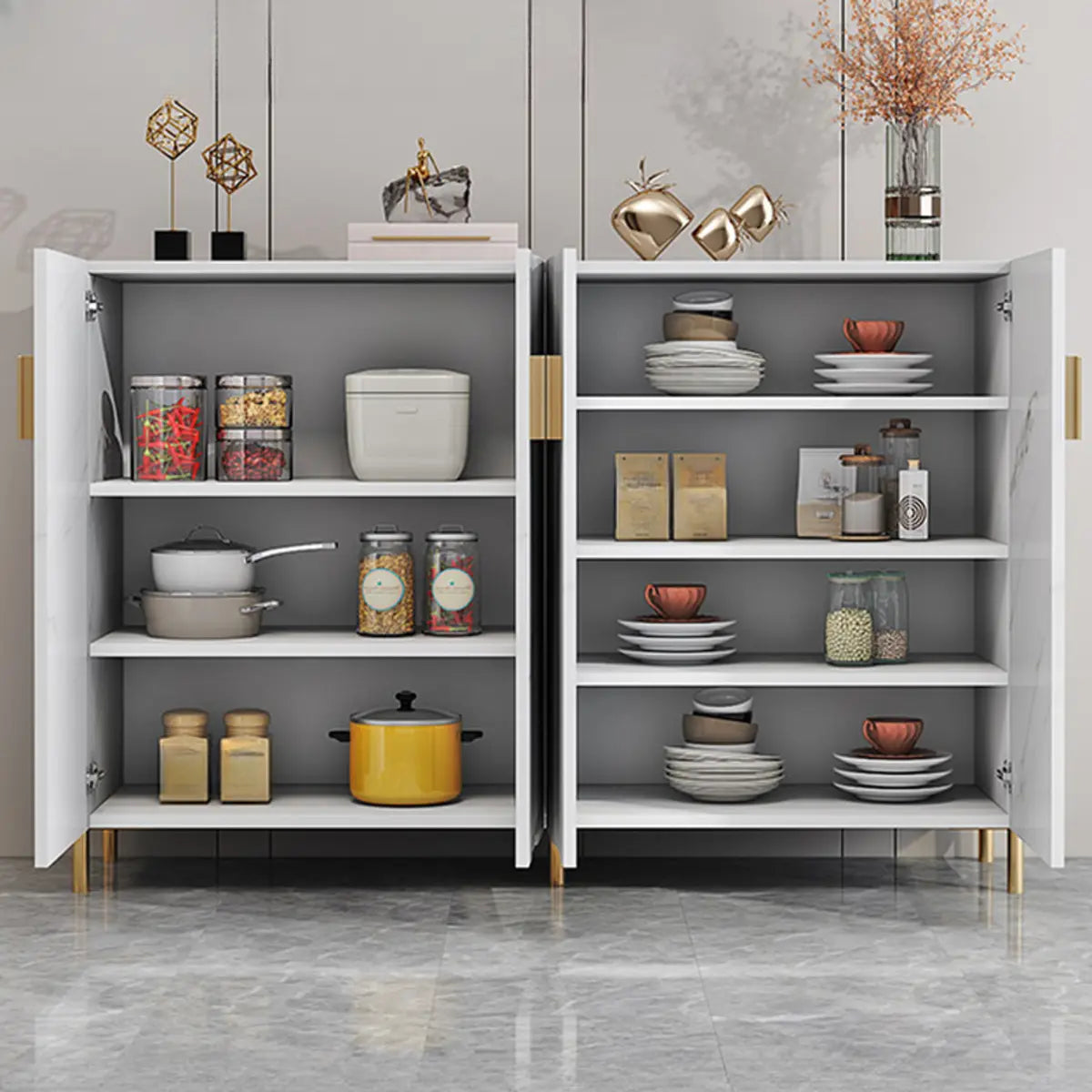 Adjustable Shelving Wood Orange Cabinets Large Buffet Image - 7