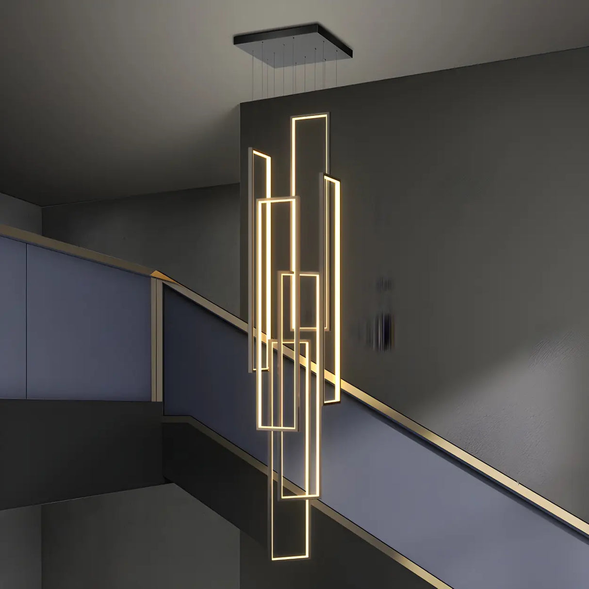 Adjustable Staircase Rectangle LED Pendant Light Image - 1