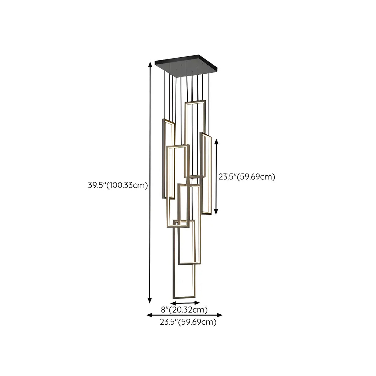 Adjustable Staircase Rectangle LED Pendant Light Image - 13