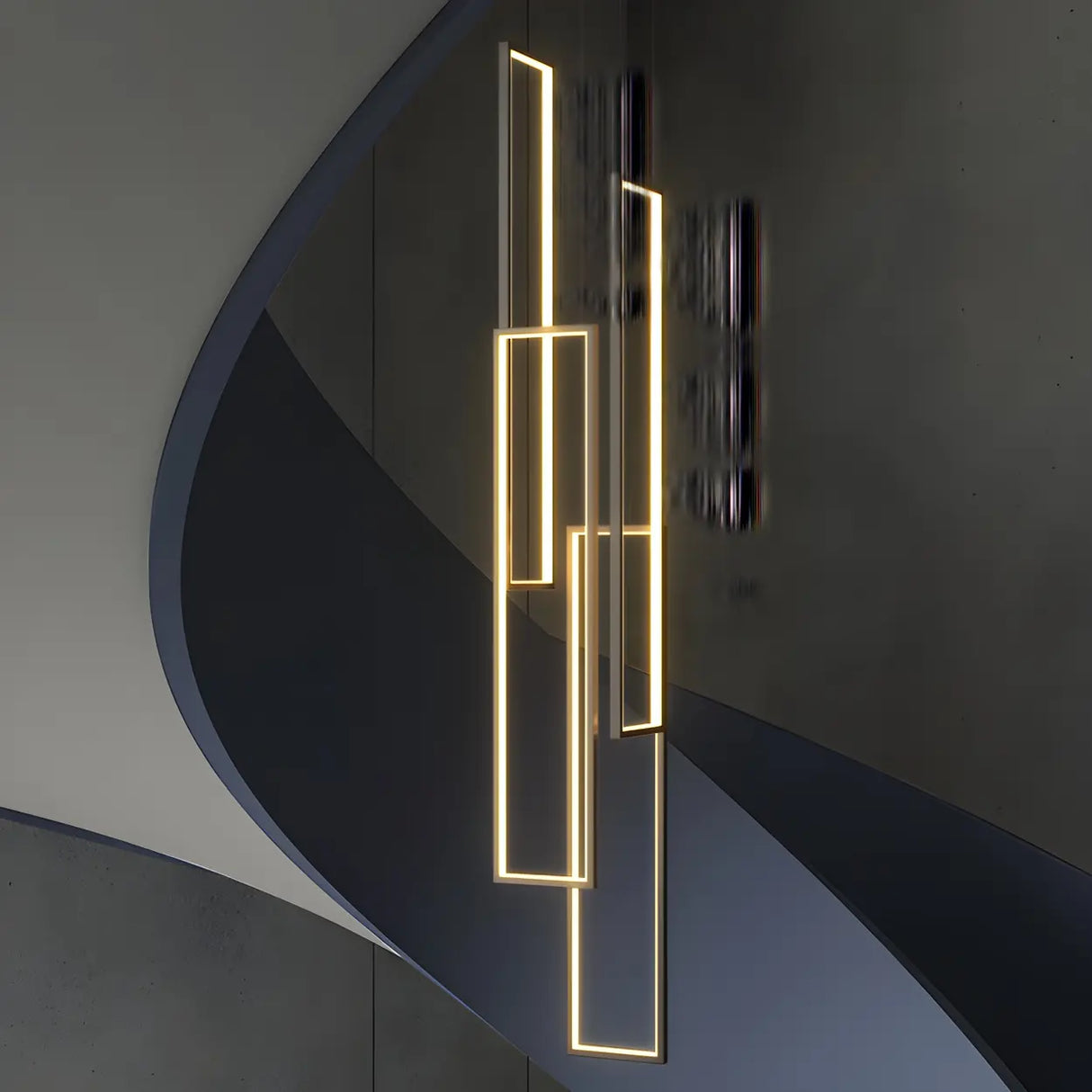 Adjustable Staircase Rectangle LED Pendant Light Image - 3
