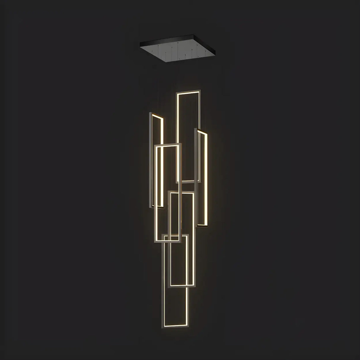 Adjustable Staircase Rectangle LED Pendant Light Image - 8