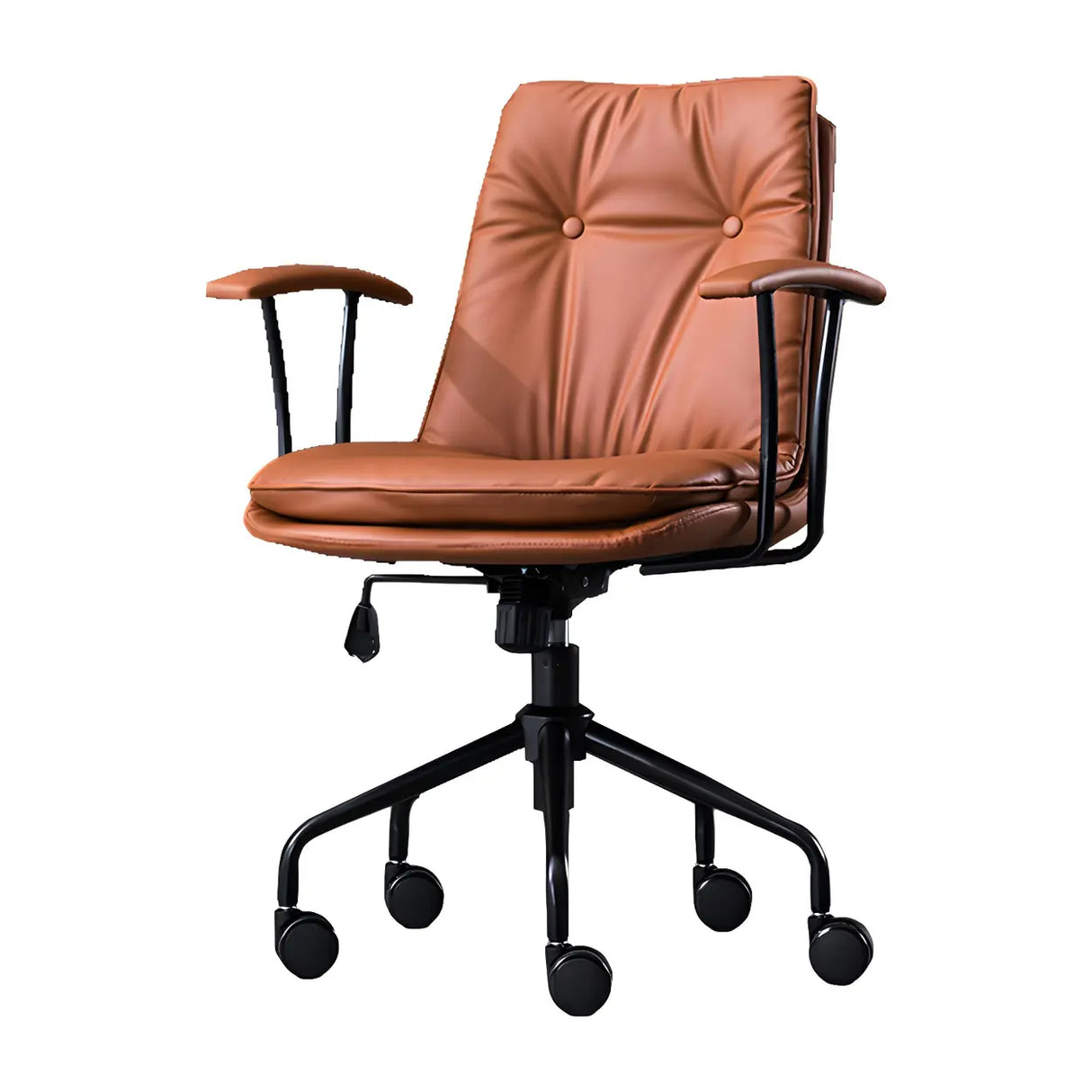 Adjustable Steel Frame Leather Office Chair with Arms Image - 10