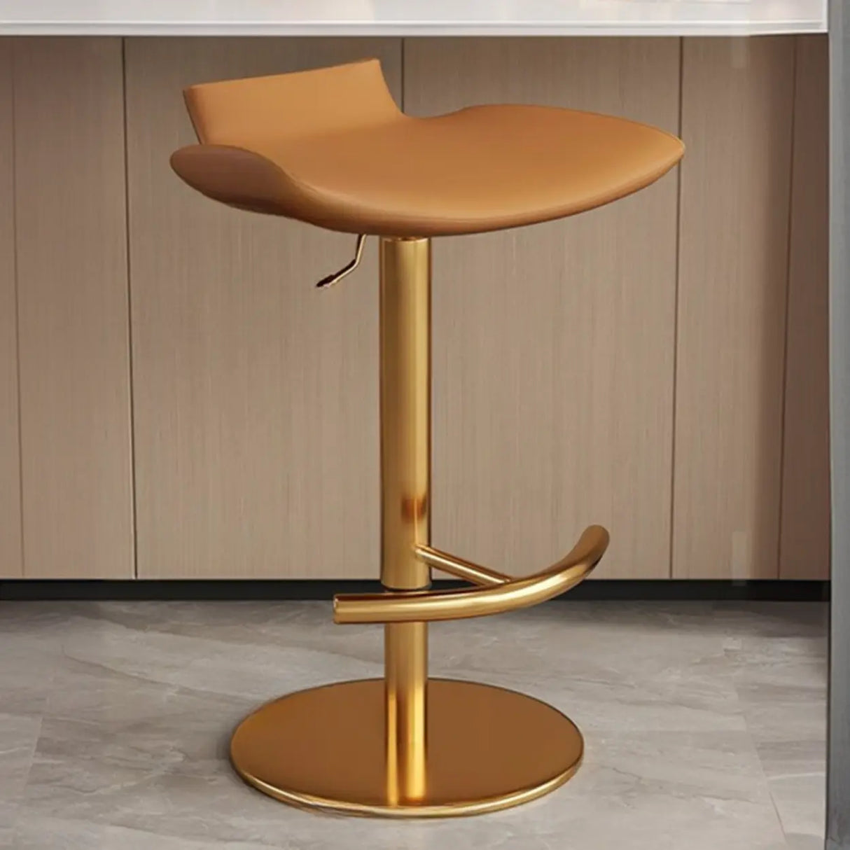 Adjustable Swivel Bucket Leather Metal Frame Bar Stool Image - 17