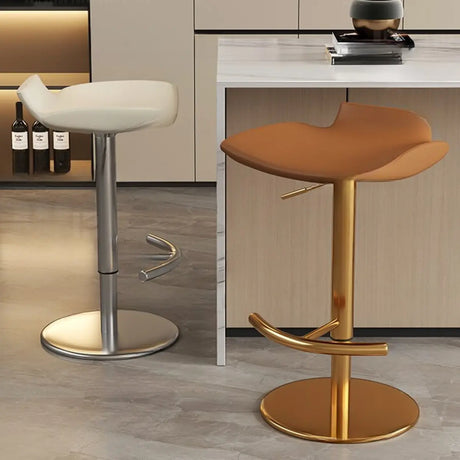 Adjustable Swivel Bucket Leather Metal Frame Bar Stool Image - 1