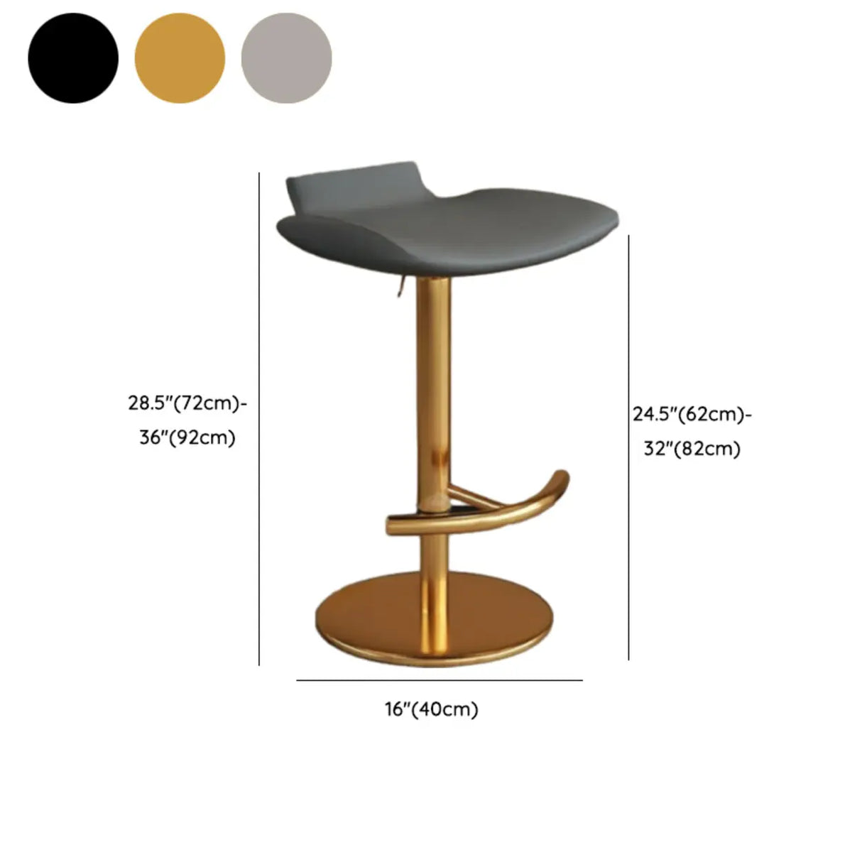 Adjustable Swivel Bucket Leather Metal Frame Bar Stool Image - 24