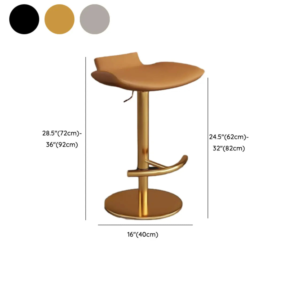 Adjustable Swivel Bucket Leather Metal Frame Bar Stool Image - 27