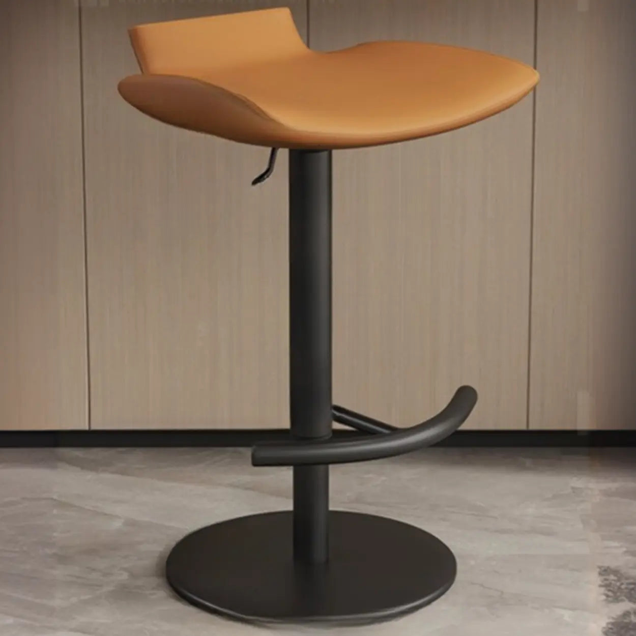 Adjustable Swivel Bucket Leather Metal Frame Bar Stool Image - 2