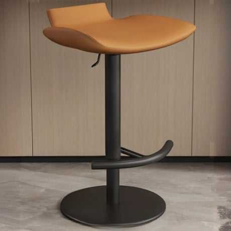 Adjustable Swivel Bucket Leather Metal Frame Bar Stool Image - 2