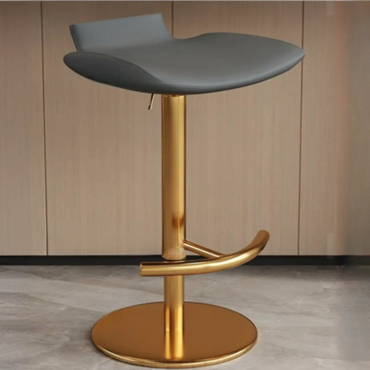 Adjustable Swivel Bucket Leather Metal Frame Bar Stool Image - 7