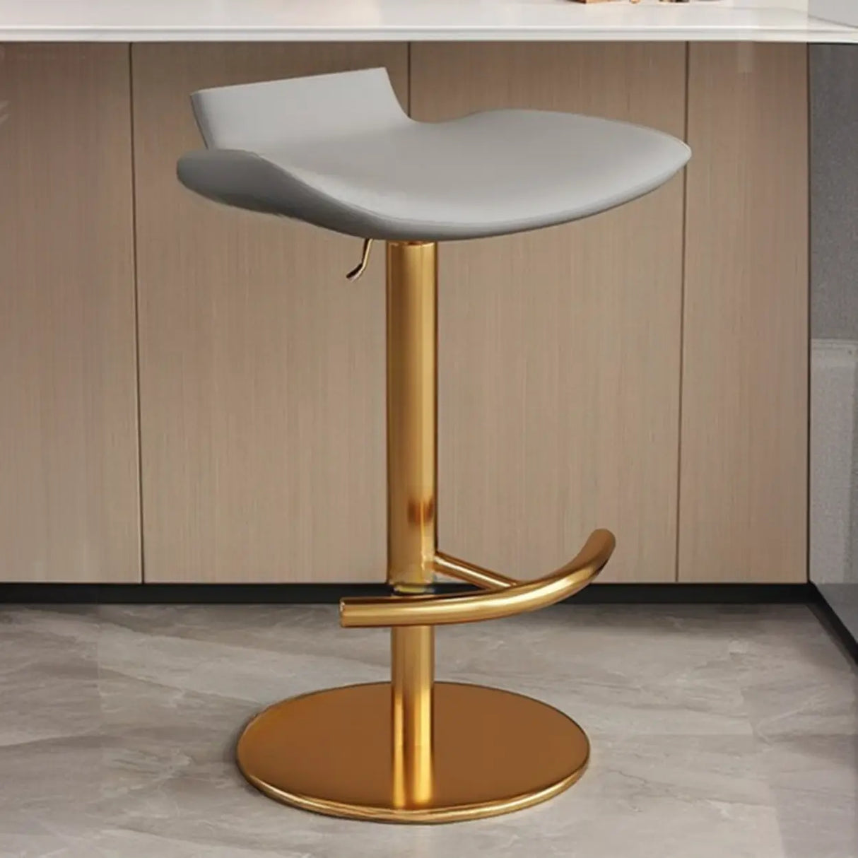 Adjustable Swivel Bucket Leather Metal Frame Bar Stool Image - 9