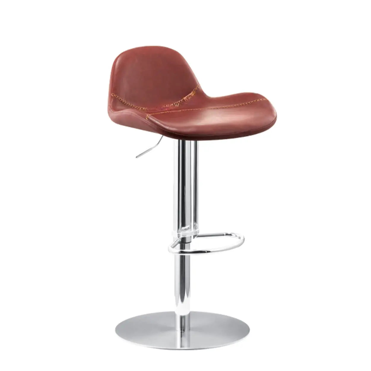 Adjustable Swivel Leather Low Back Bar Stool with Footrest Image - 11