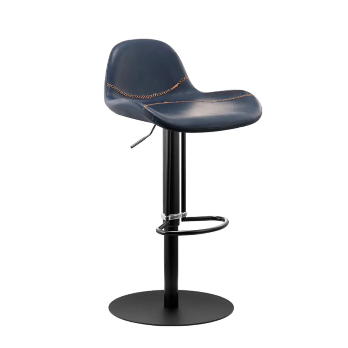 Adjustable Swivel Leather Low Back Bar Stool with Footrest Image - 17